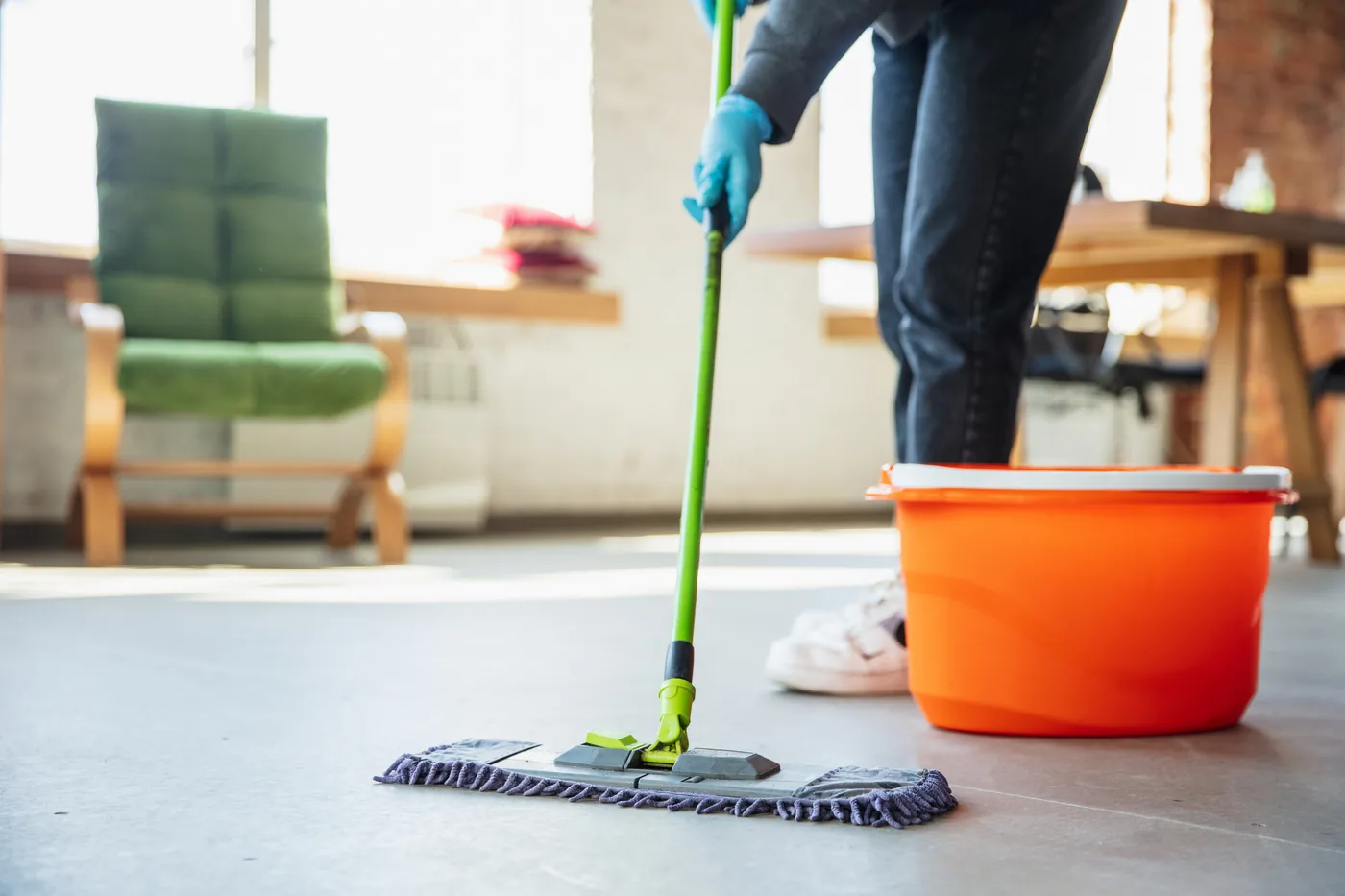 Floor being mopped