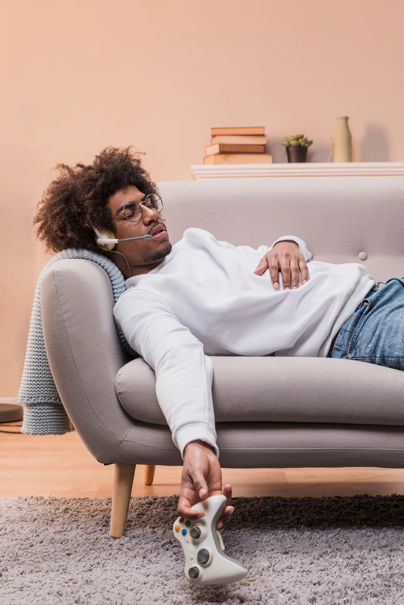 Man relaxing on a sofa