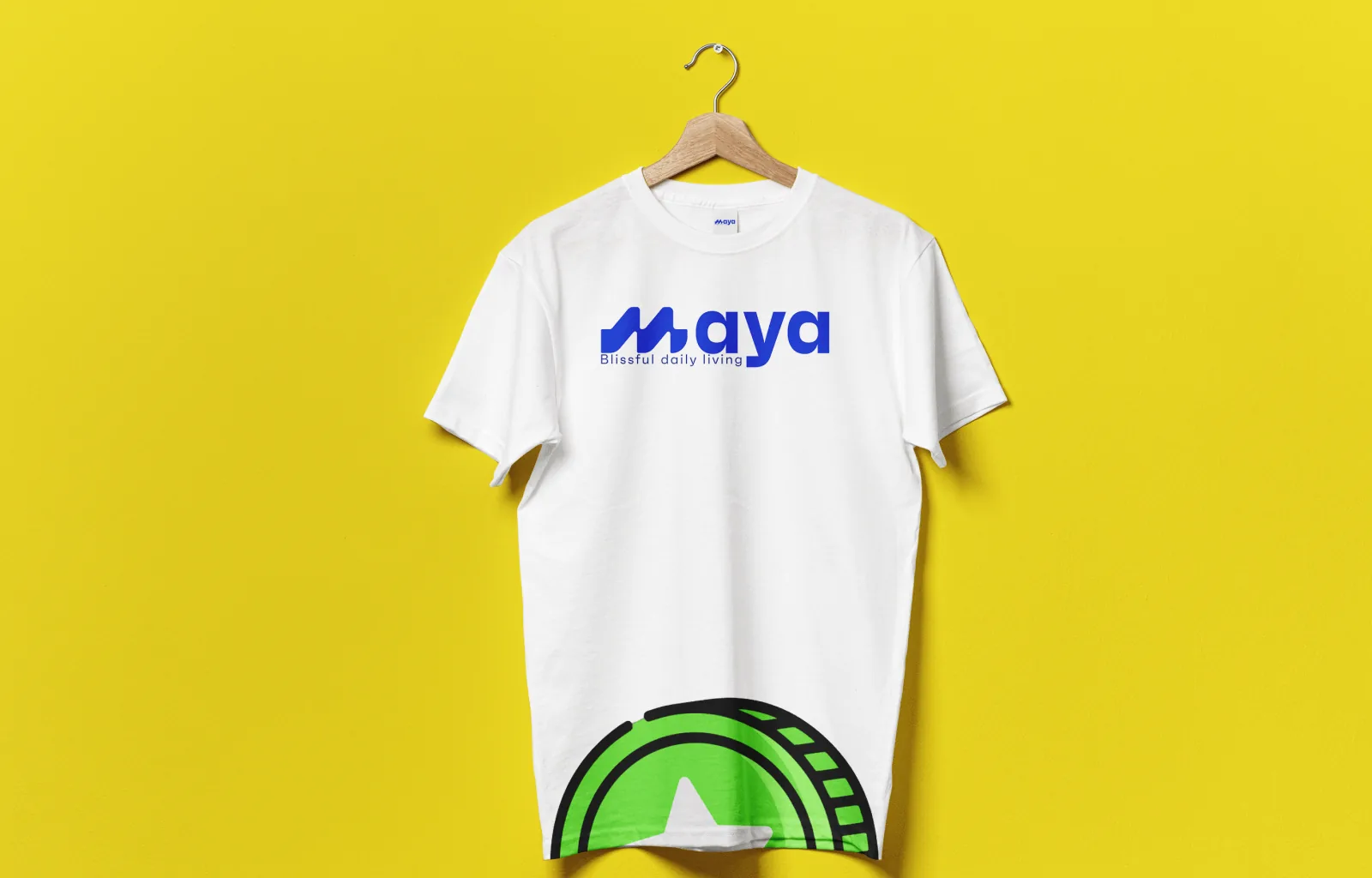 Maya t-shirt on a yellow background